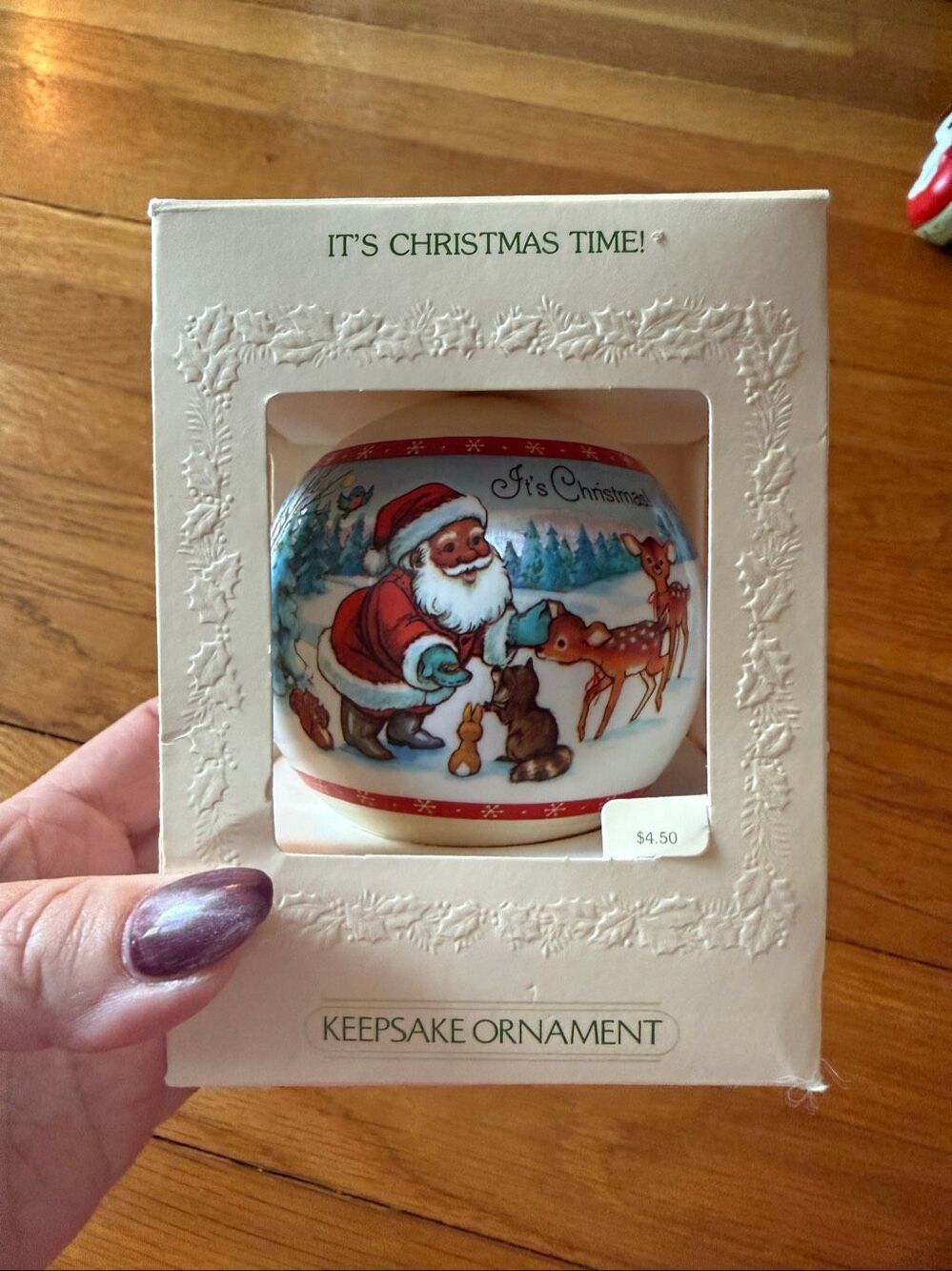 Hallmark Unbreakable Satin It’s Christmas Time! Ornament w/Box